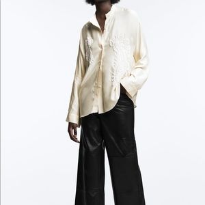 ZARA CUPRO ASYMMETRIC BLOUSE SIZE M #A3